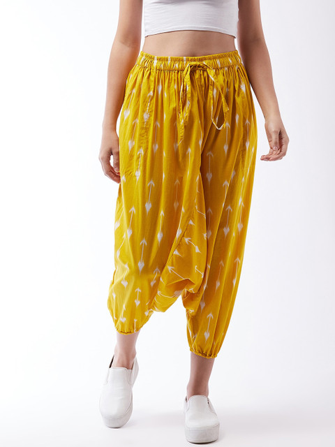 

InWeave Girls Yellow & White Arrow Printed Cotton Harem Pants