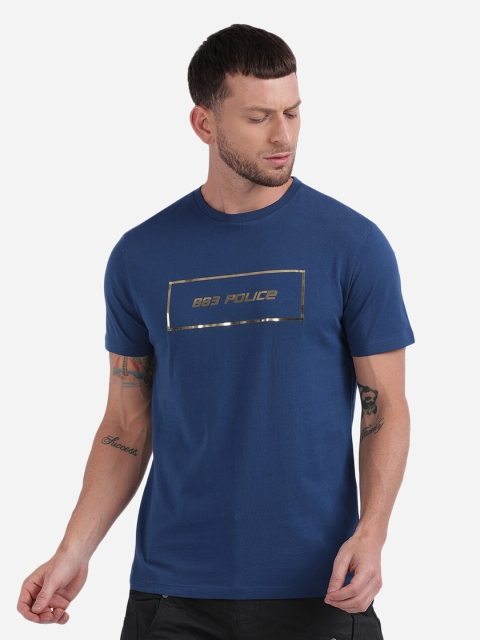 

883 Police Men Navy Blue Typography Printed T-shirt