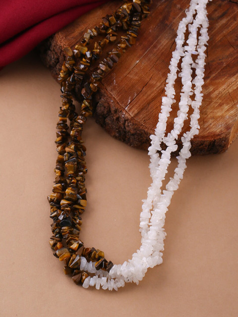 

Tistabene Brown & White Gold-Plated Layered Necklace