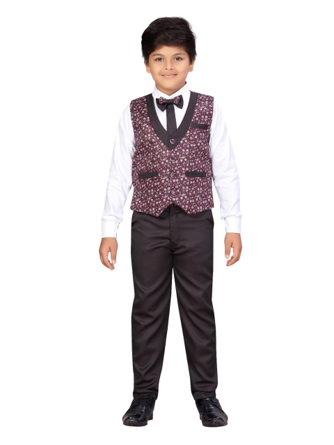 

Aj DEZInES Boys Purple & White Shirt with Trousers