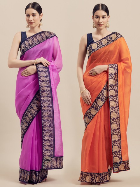 

KALINI Women Pack Of 2 Printed Sarees, Magenta
