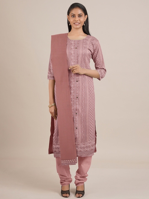 

Pothys Pink Unstitched Dress Material