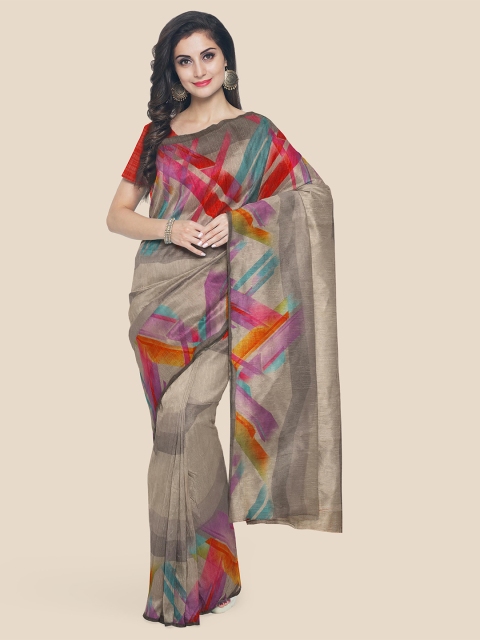

Kalamandir Grey & Red Linen Blend Banarasi Saree