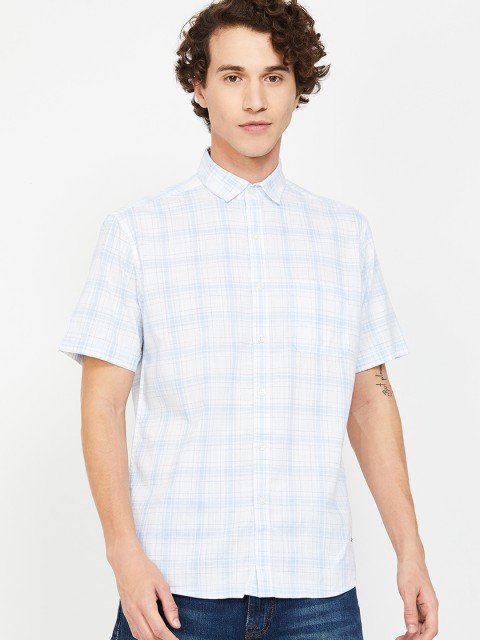 

CODE by Lifestyle Men Turquoise Blue Tartan Checked Casual Shirt