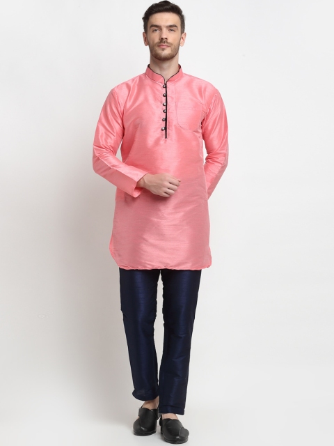 

Benstoke Men's Peach Pink Dupion Silk Kurta with Pyjamas