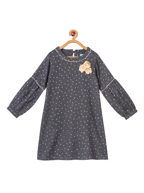 

Miyo Girls Grey Printed A-Line Dress