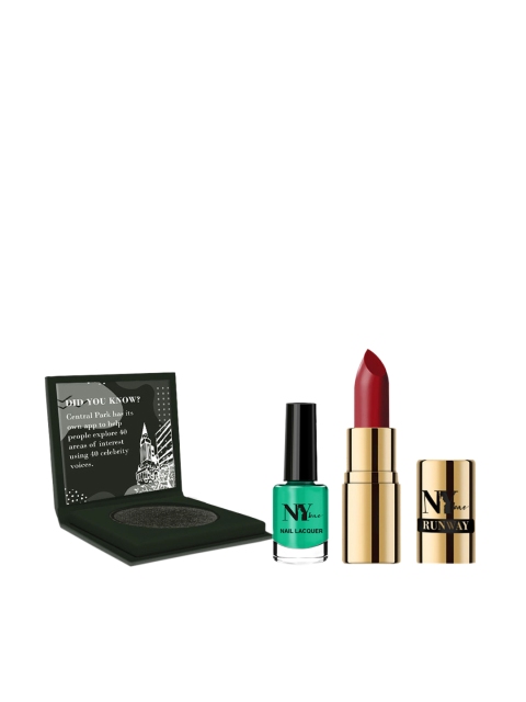 

NY Bae Set of 3 Makeup Combo - Black Eyeshadow, Green Nail Lacquer, Red Matte Lipstick, Multi