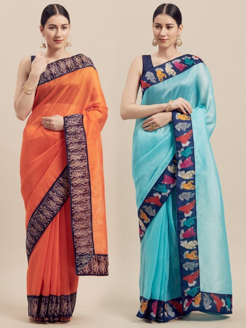 

KALINI Women Pack Of 2 Printed Sarees, Orange