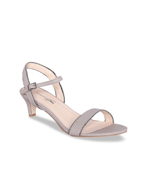 

Forever Glam by Pantaloons Grey Kitten Heeled Sandals with Buckles