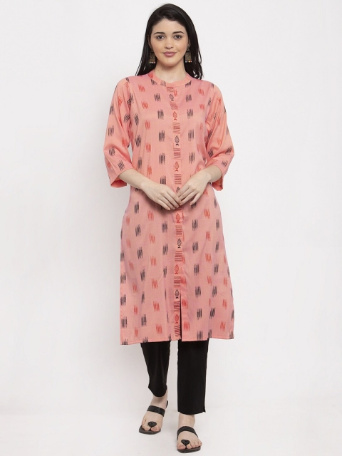 

Clora Creation Women Peach-Coloured Ethnic Motifs Printed Flared Sleeves Kurta