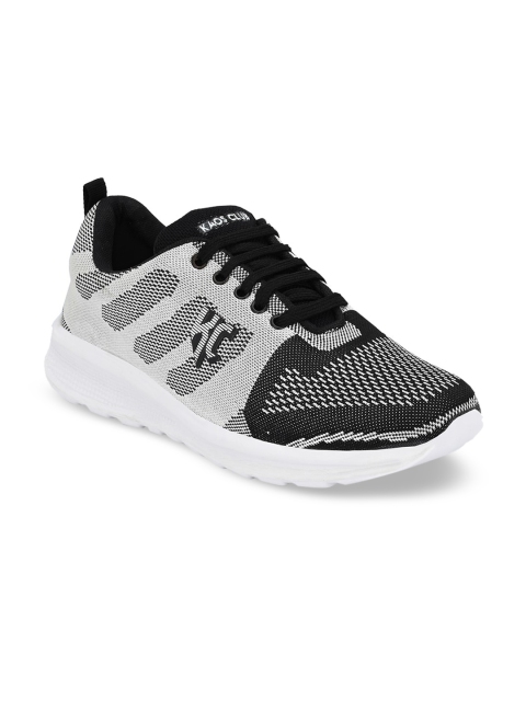 

Alberto Torresi Men Black & Grey Woven Design Sneakers
