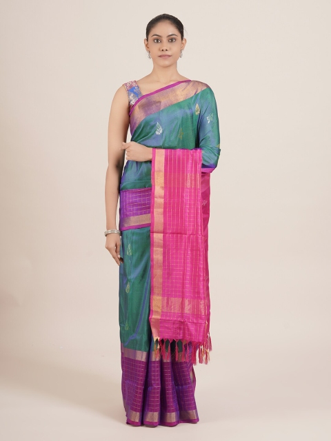 Pothys Blue & Pink Woven Design Zari Pure Silk Uppada Saree