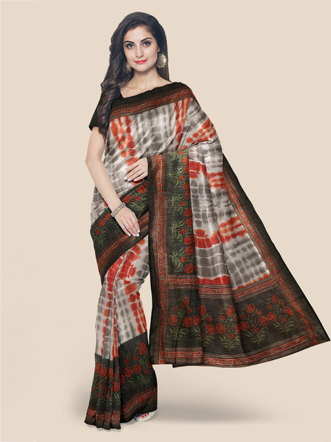 

Kalamandir Black & White Linen Blend Saree