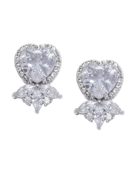 OOMPH Silver-Plated Cubic Zirconia Contemporary Studs