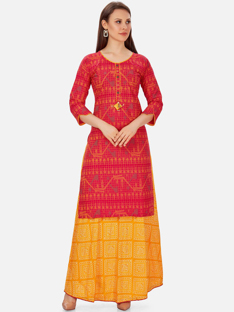 

Kiana Women Red Ethnic Motifs Yoke Design Kurta with Palazzos Set