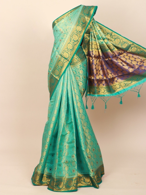 

Pothys Sea Green & Gold-Toned Woven Design Zari Art Silk Banarasi Saree