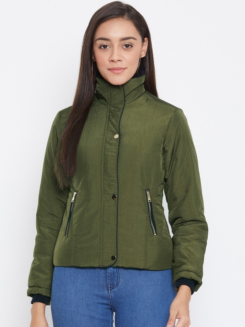 

Spirit Women Olive Green High-Neck Tailored Jacket