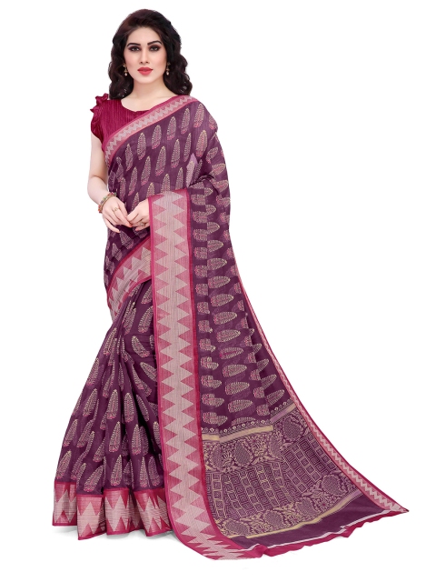 

KALINI Purple & Beige Polycotton Saree