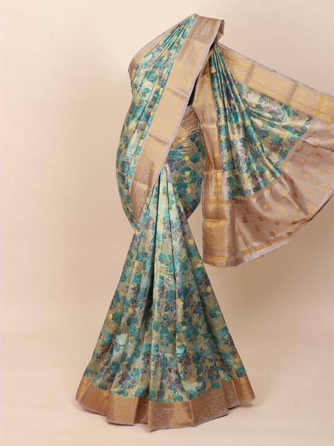 

Pothys Blue & Cream-Coloured Woven Design Art Silk Saree