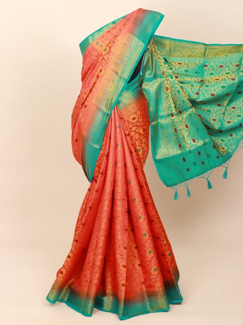 

Pothys Pink & Blue Ethnic Motifs Zari Art Silk Banarasi Saree