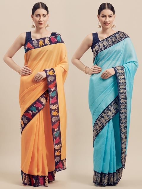 

KALINI Women Pack Of 2 Printed Sarees, Peach
