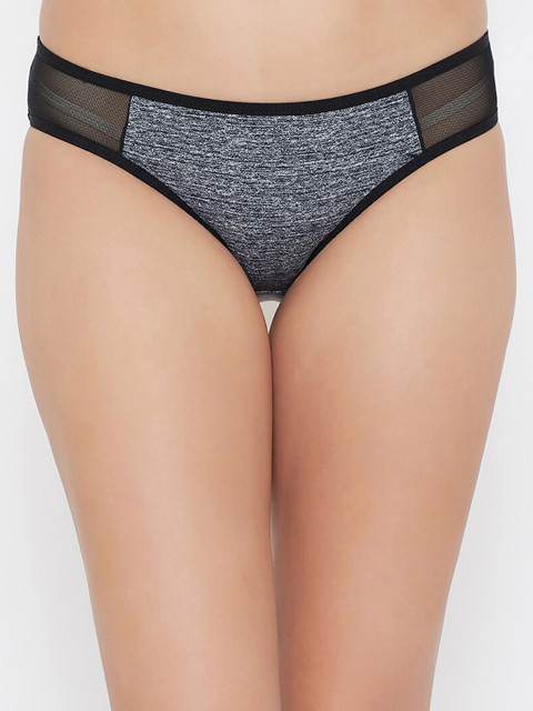 

Clovia Women Grey & Black Printed Bikini Briefs PN3151P13S