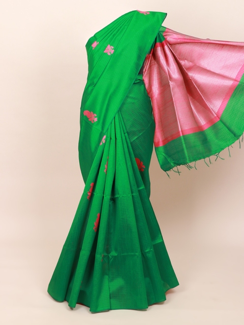 

Pothys Green & Pink Paisley Jute Silk Saree