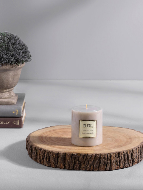 

Pure Home and Living Set Of 2 Grey Solid Pillar Candles