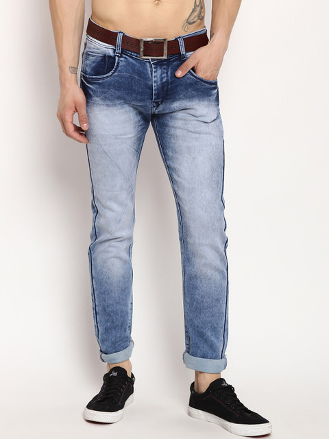 

V2 Value & Variety Men Blue Mildly Distressed Heavy Fade Jeans