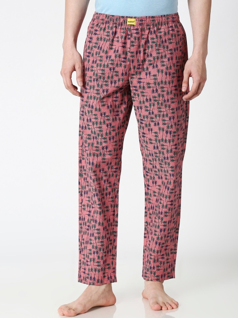 

Bewakoof Men Red & Green Printed Pure Cotton Lounge Pants