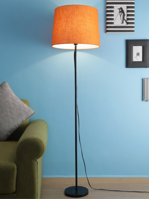 

SANDED EDGE Orange & Black Contemporary Club Lamp with Shade