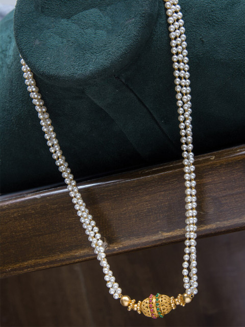 

Alankruthi White & Gold-Toned Layered Chain