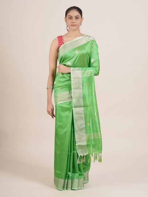 

Pothys Green & Golden Woven Design Zari Pure Silk Uppada Saree