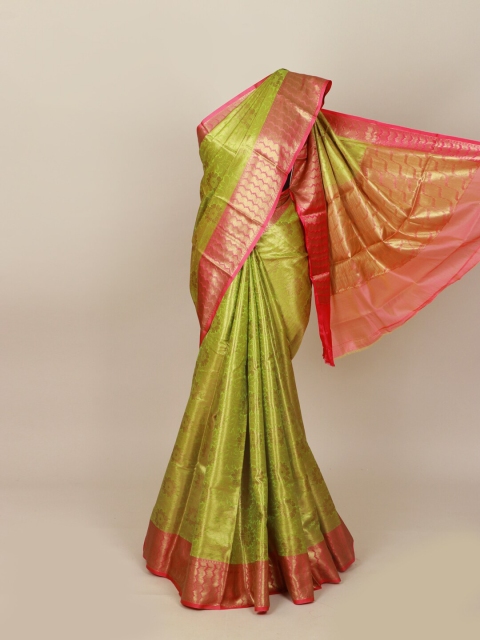 

Pothys Green & Pink Floral Zari Art Silk Banarasi Saree