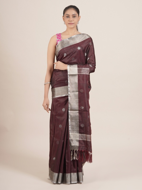 

Pothys Brown & Grey Pure Silk Uppada Saree