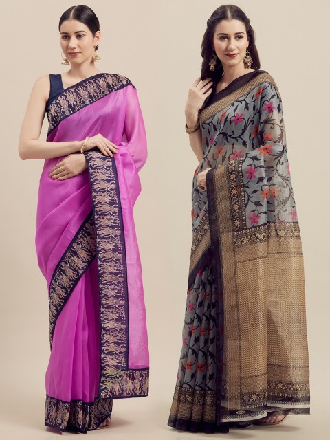 

KALINI Women Pack Of 2 Printed Sarees, Magenta