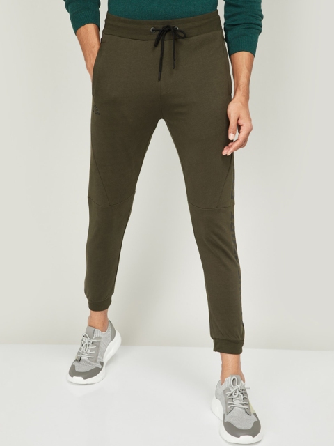 

Kappa Men Olive Green Solid Slim-Fit Cotton Joggers