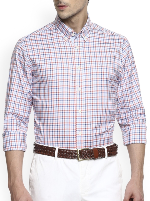 

HACKETT LONDON Men Peach-Coloured Checked Casual Shirt