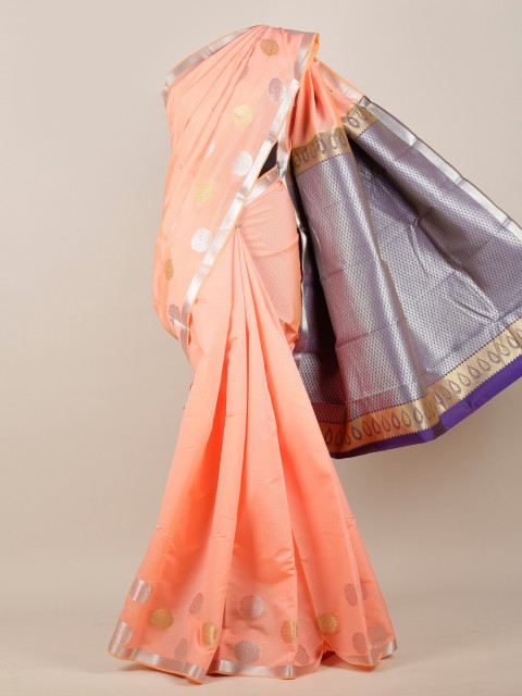 

Pothys Peach-Coloured & Purple Woven Design Zari Art Silk Saree