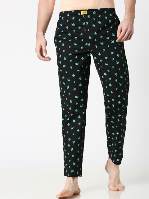 

Bewakoof Men Black & Green Stoners Delight All Over Printed Lounge Pants