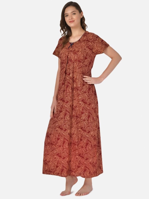 

Klamotten Maroon Printed Maxi Nightdress