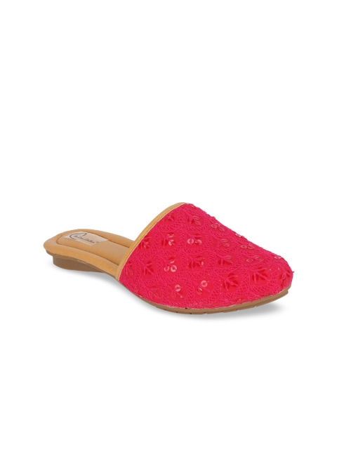 

The Desi Dulhan Women Magenta Embellished Mules Flats