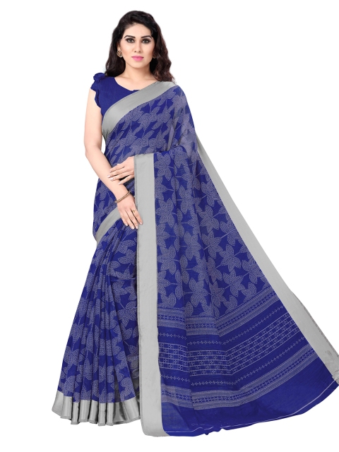

KALINI Blue & Grey Floral Bandhani Saree