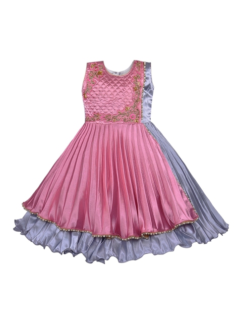 

Wish Karo Pink & Grey Satin Dress