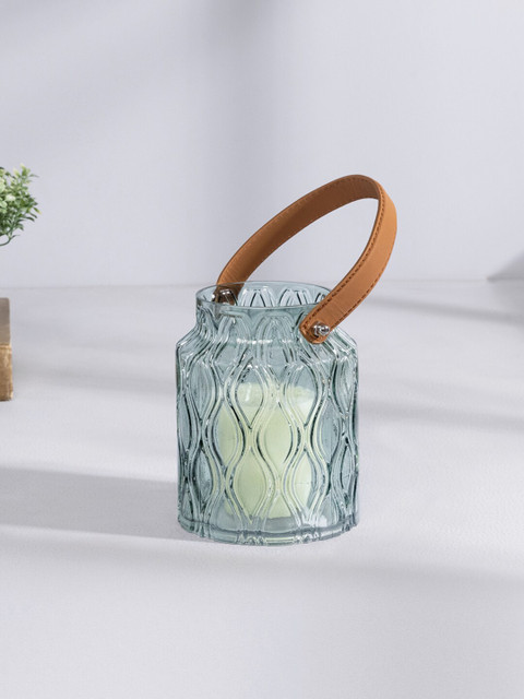 

Pure Home and Living Green Textured Glass Lantern