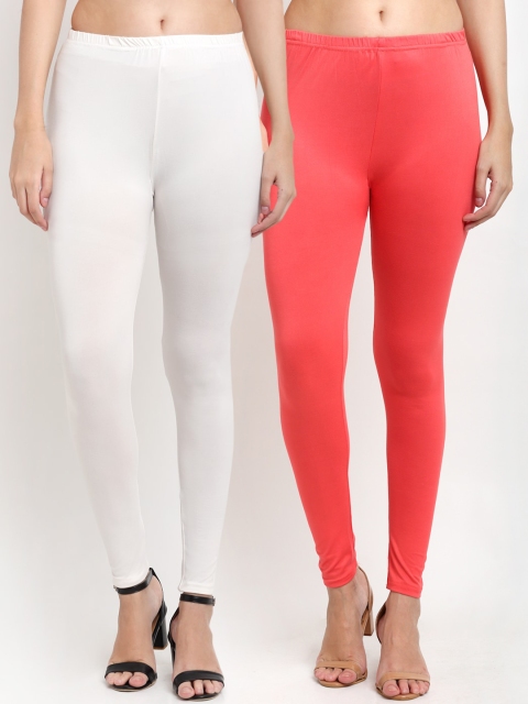 

NEUDIS Women Pack of 2 Solid Ankle-Length Leggings, Pink