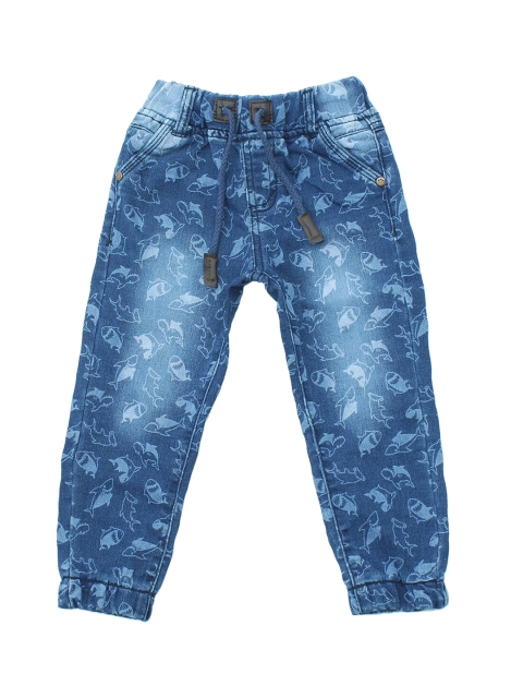 

Lil Lollipop Unisex Kids Blue Heavy Fade Printed Jeans