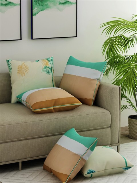 

Salona Bichona Brown & Green Set of 5 Striped Square Cushion Covers