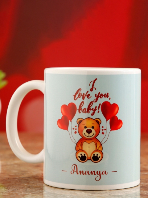 

Ferns N Petals White & Red Printed Ceramic Matte Mugs Set of Cups and Mugs