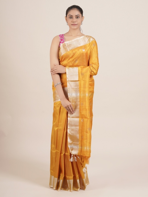 

Pothys Mustard Woven Design Pure Silk Uppada Saree
